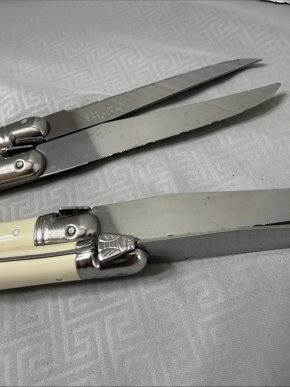 Set of 4 Geniune Laguiole Steak Knives Ivory Colored Handle Made Thiers France